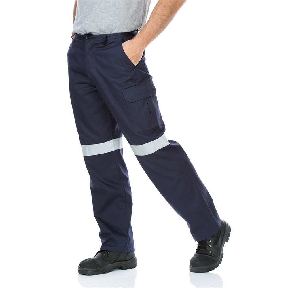 Midweight Cotton Drill Taped Cargo Pants - Navy - Image 3
